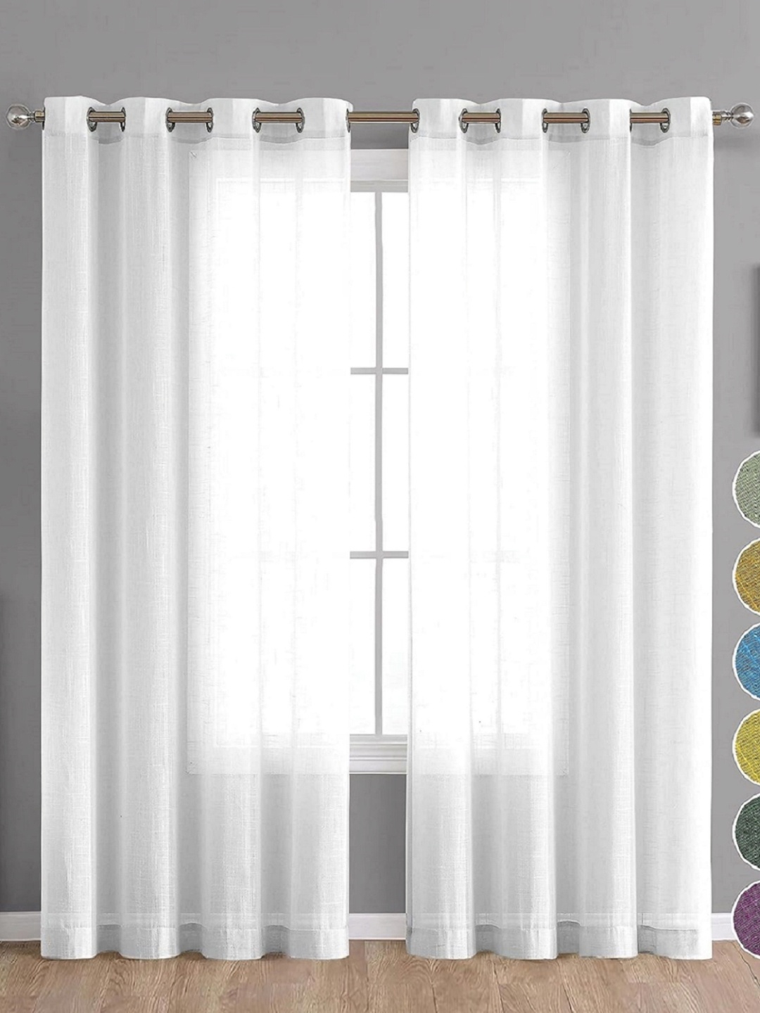 

THE LINEN COMPANY 2 Pieces White Sheer Window Curtains