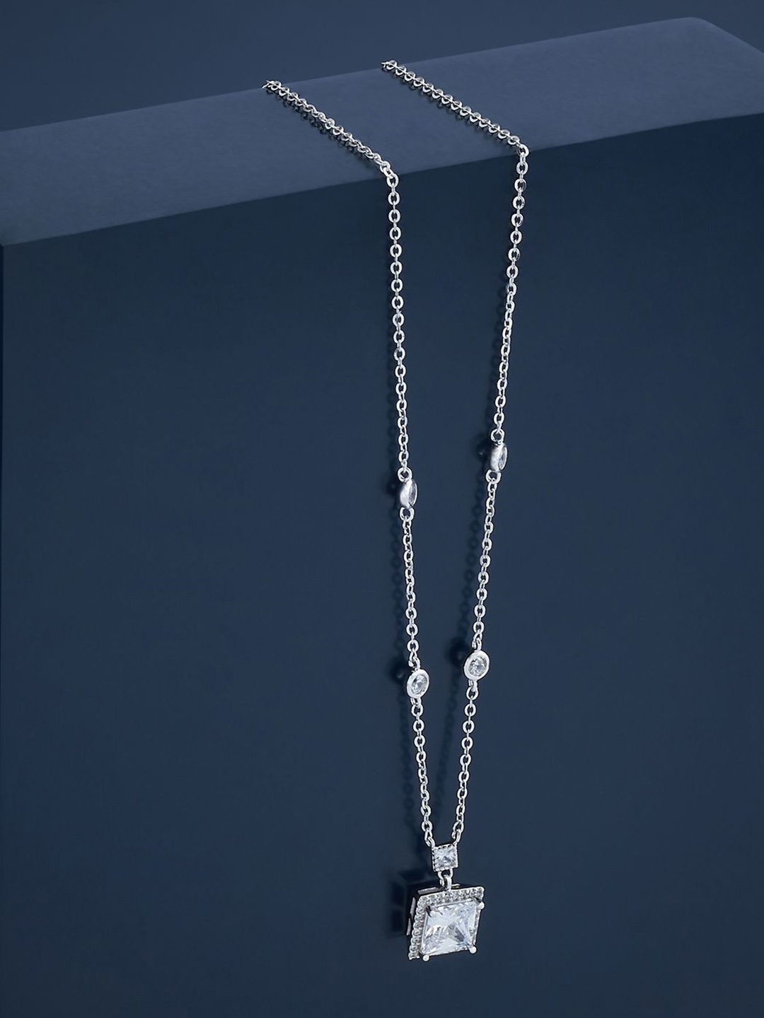 

Kushal's Fashion Jewellery 92.5 Pure Silver-Plated Cubic Zirconia Studded Chain