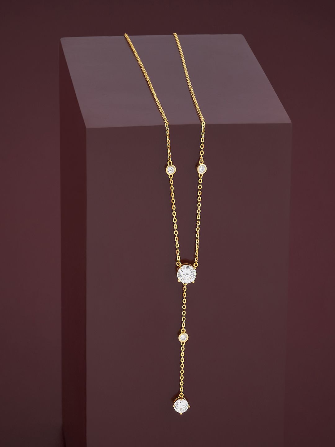 

Kushal's Fashion Jewellery Sterling Silver Gold-Plated Cubic Zirconia Necklace