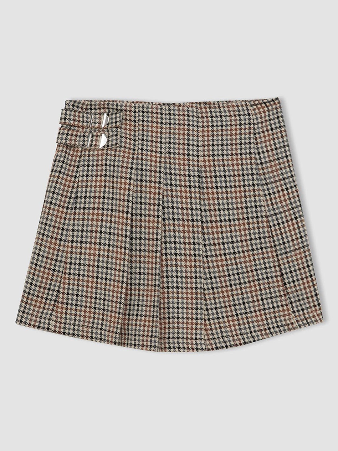 

DeFacto Girls Checked Above Knee Slip-On Skirts, Grey