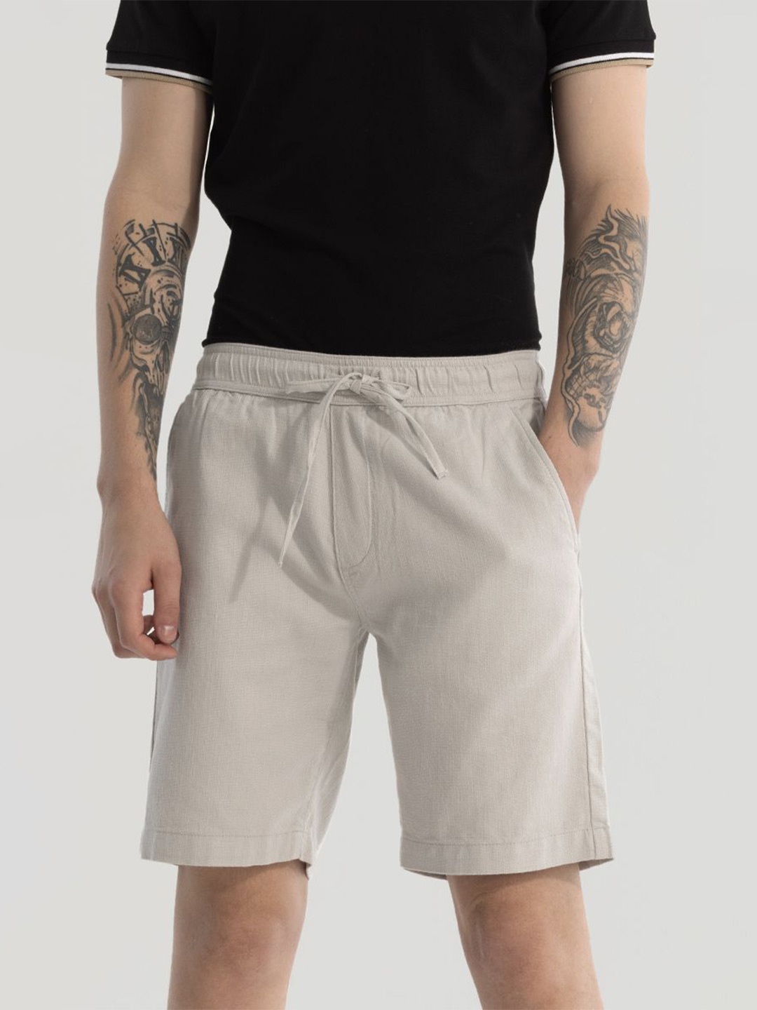 

Snitch Men Regular Fit Pure Cotton Shorts, Grey