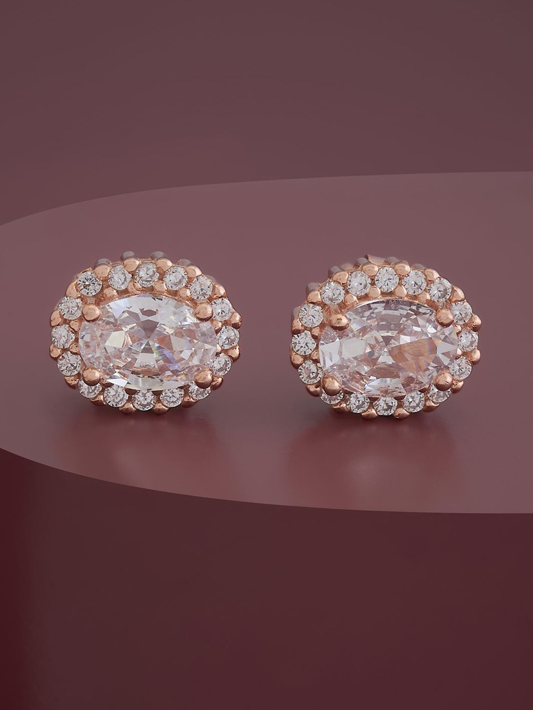 

Kushal's Fashion Jewellery Sterling Silver Cubic Zirconia Rose Gold-Plated Studs, White