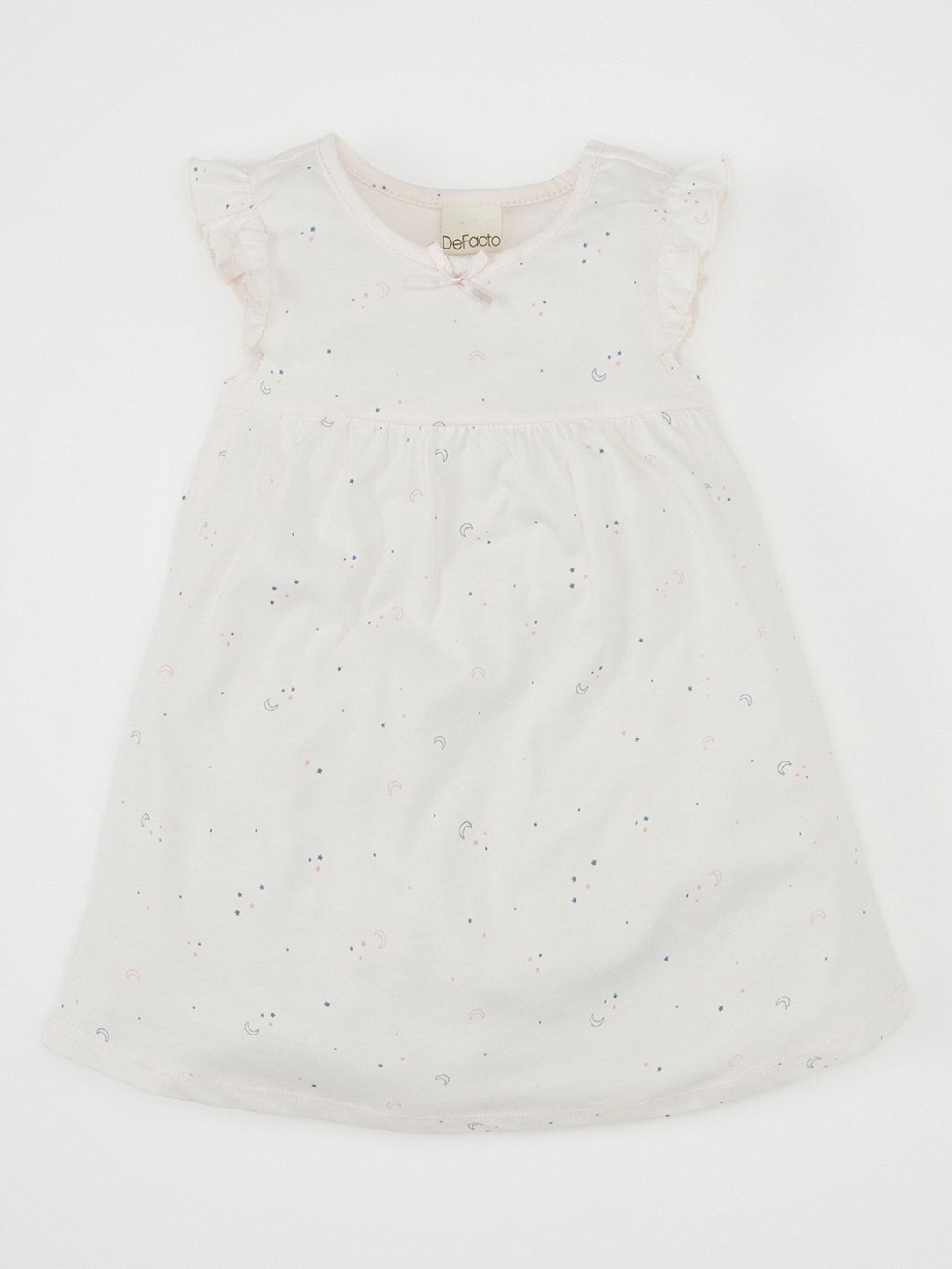 

DeFacto Girls Printed Pure Cotton Nightdress, White