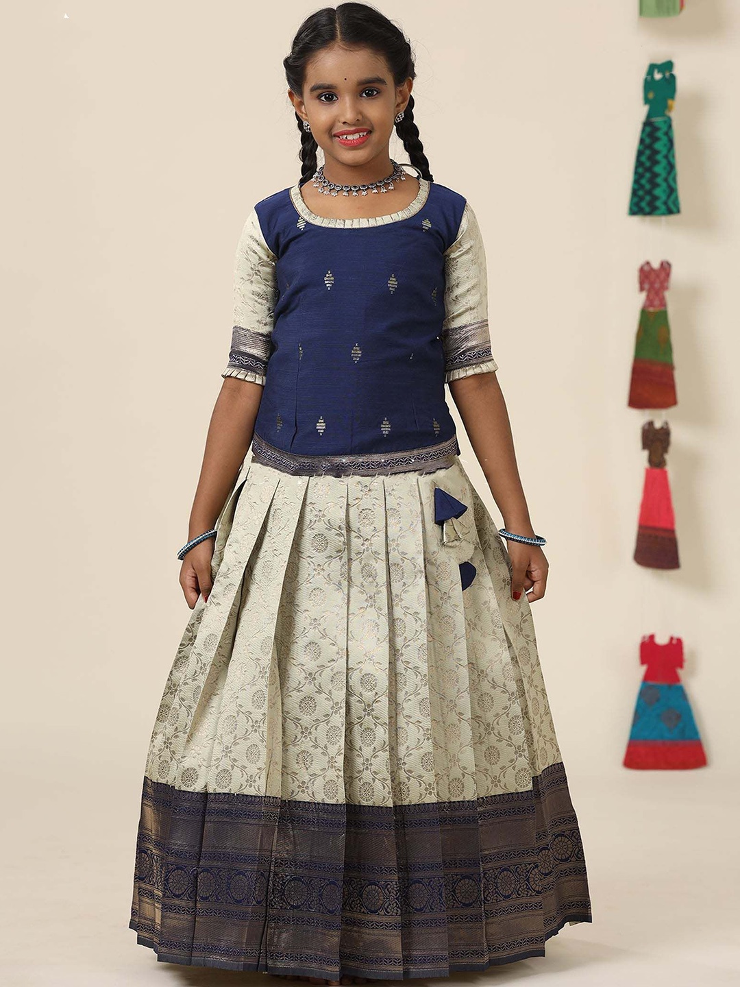 

SHIVANGI clothing Girls Round Neck Regular Slevees Lehenga Choli, Blue