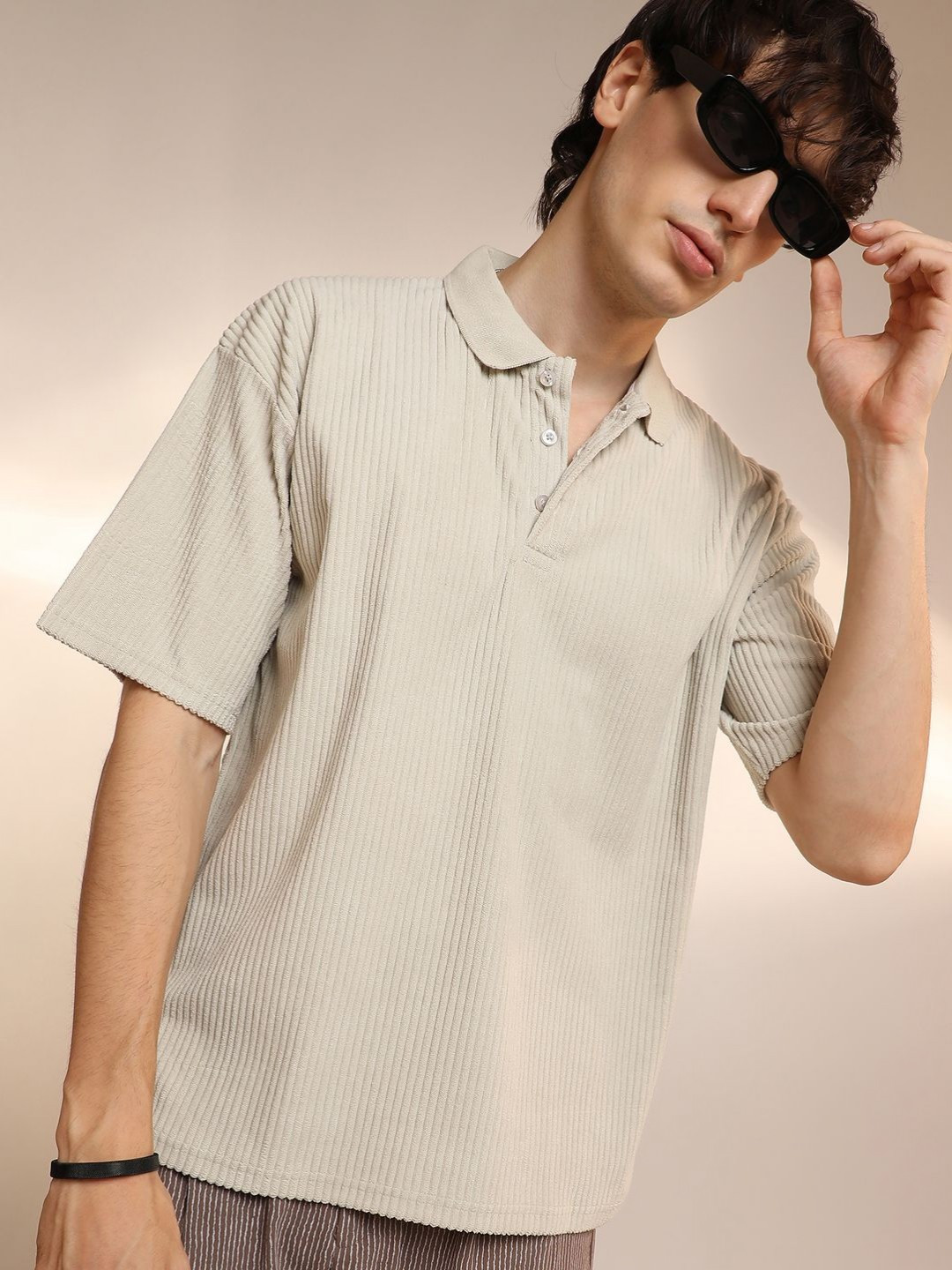 

Campus Sutra Men Solid Polo Collar Cotton T-shirt, Beige