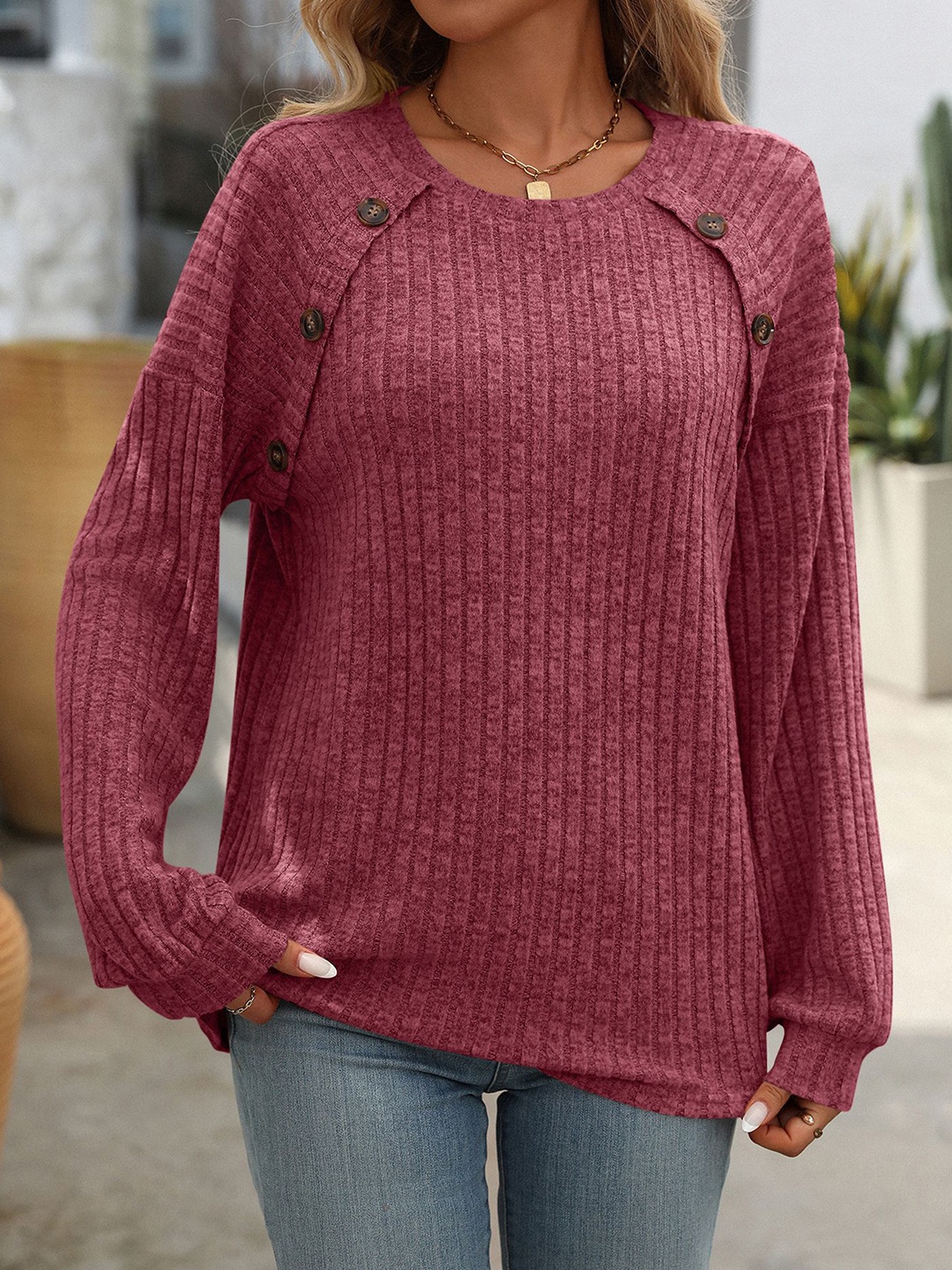 

StyleCast x Revolte Women Solid Round Neck Top, Red