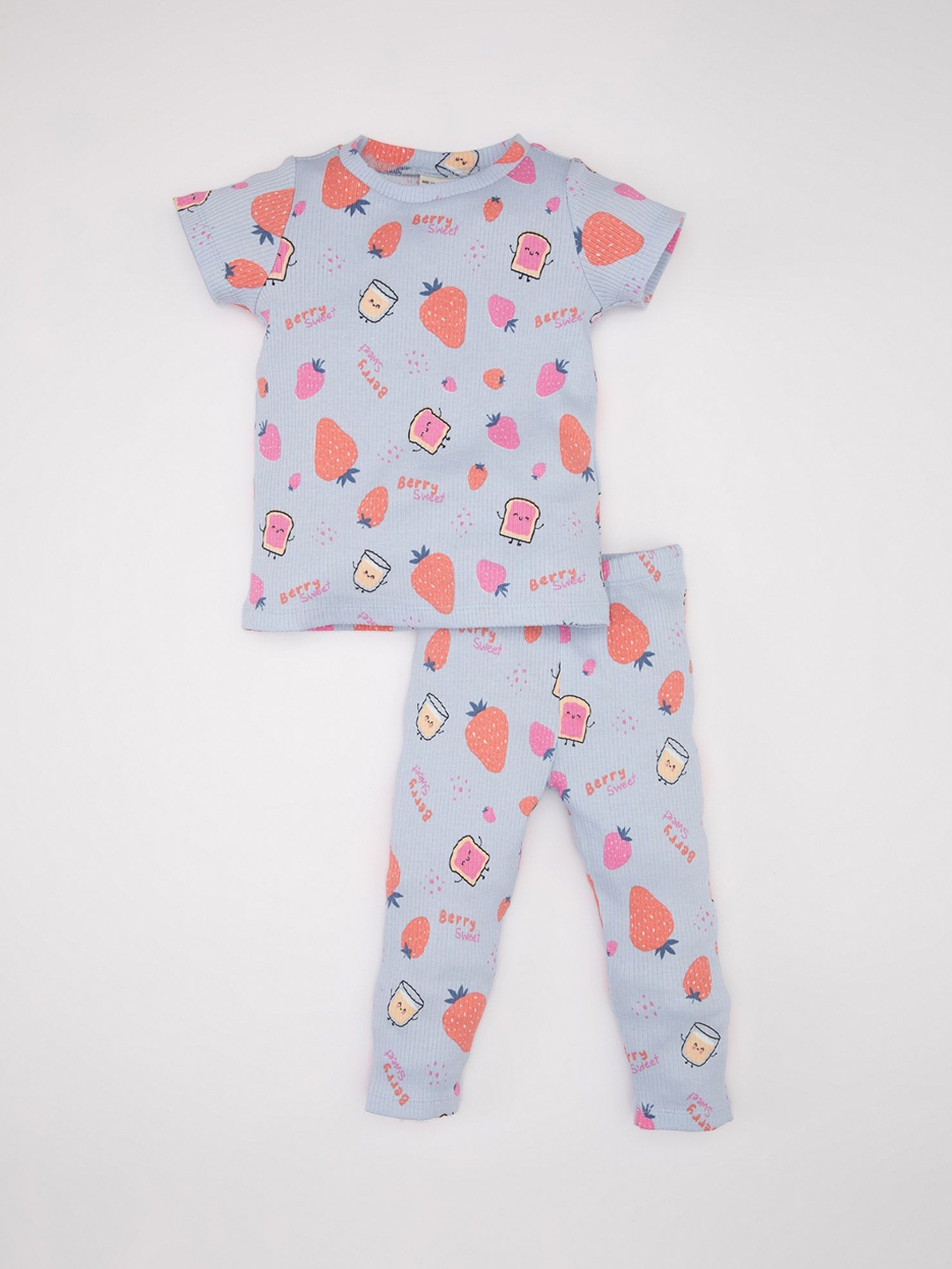 

DeFacto Girls Printed Night Suit, Blue