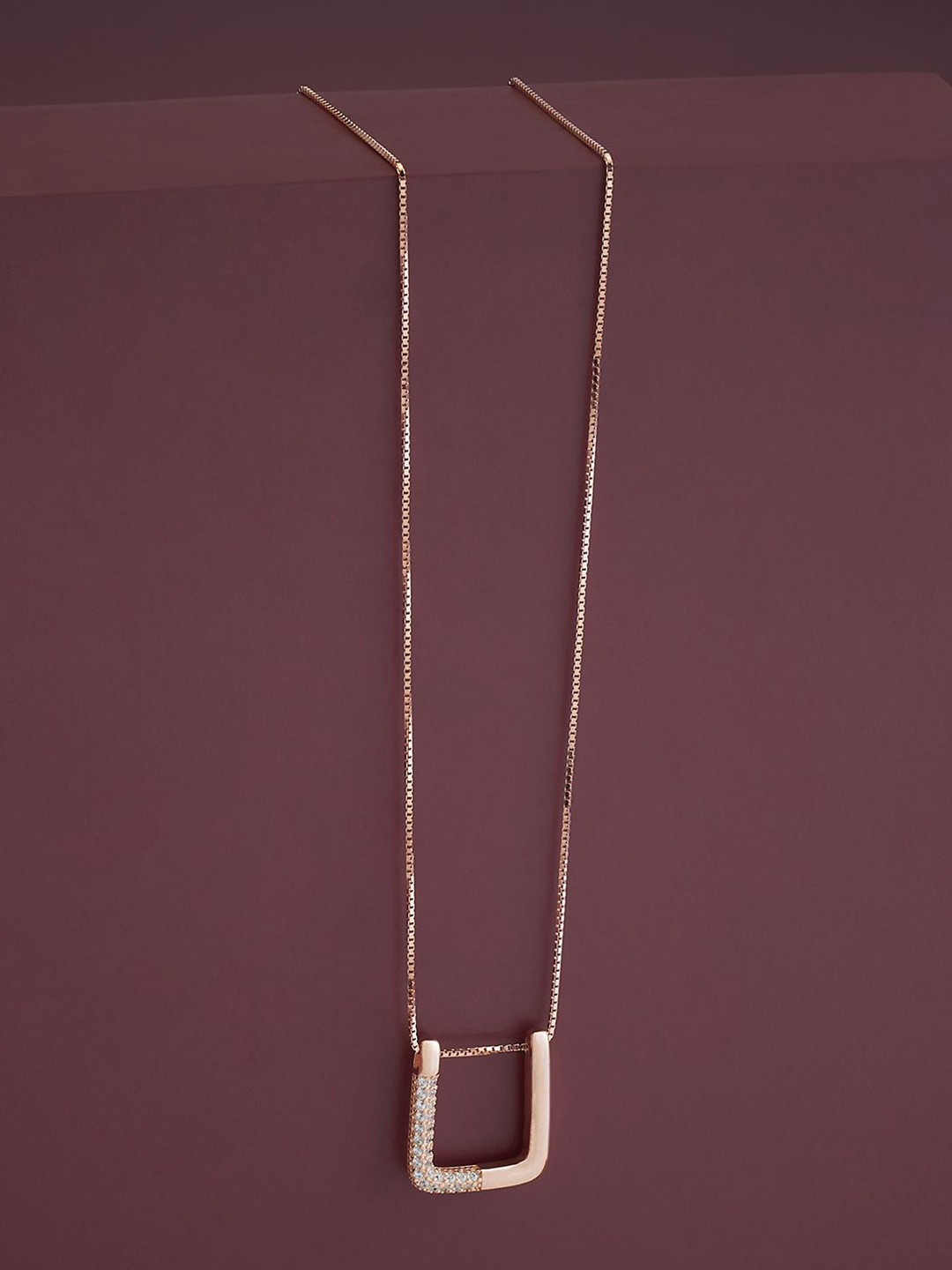 

Kushal's Fashion Jewellery Rose Gold Plated 92.5 Pure Silver Cubic Zirconia Necklace