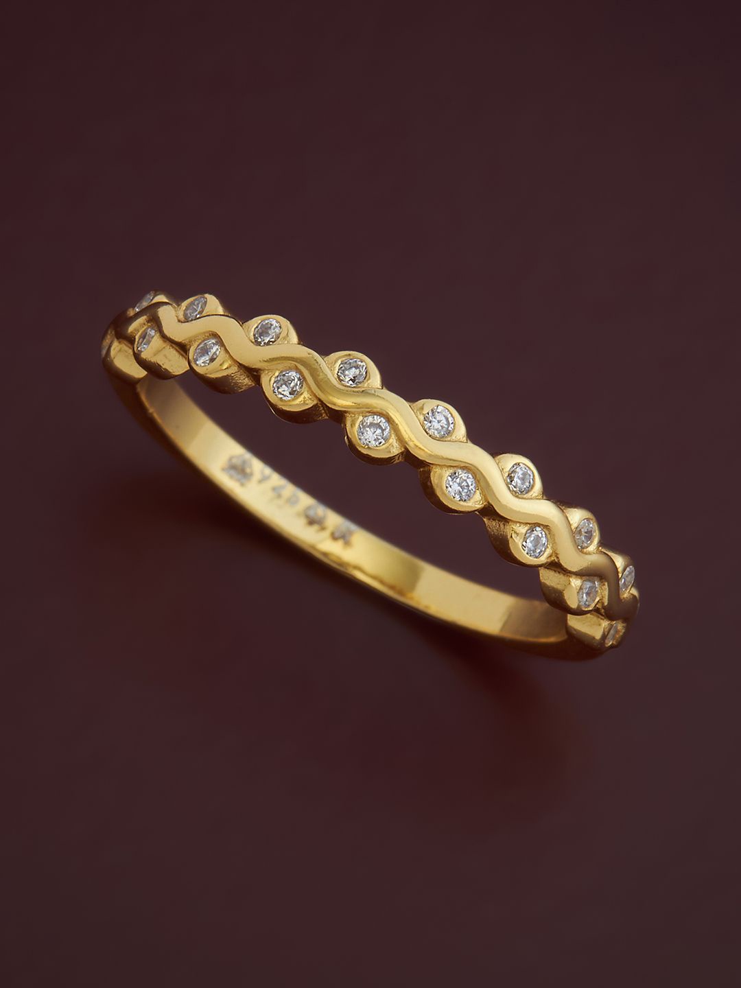 

Kushal's Fashion Jewellery Sterling Silver Cubic Zirconia Gold-Plated Finger Ring