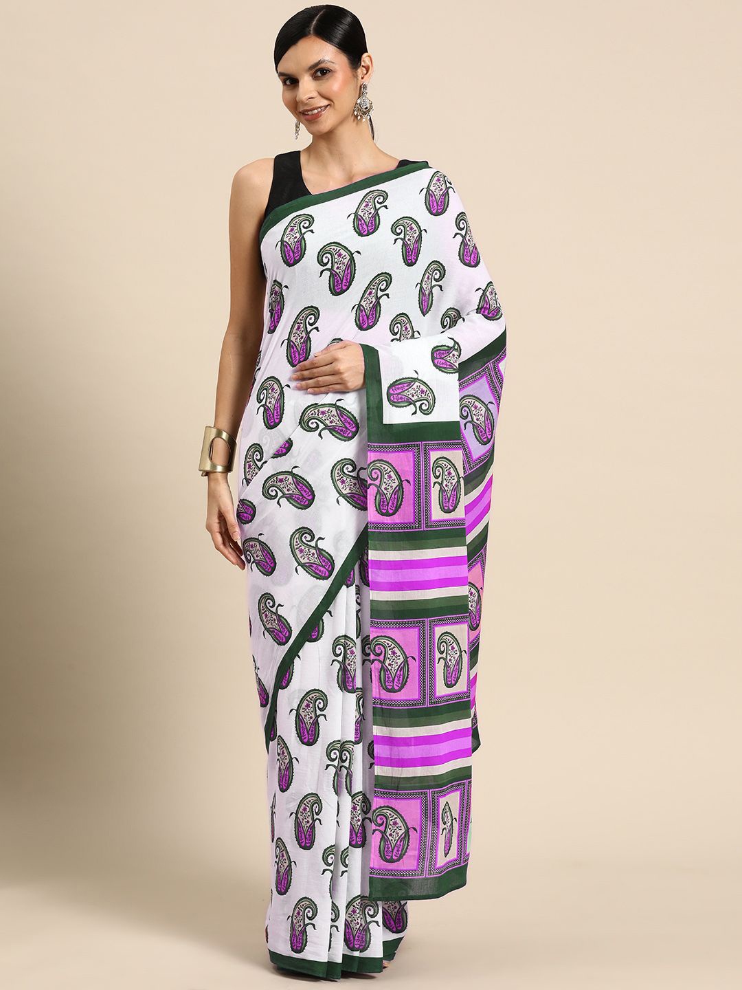 

BUTA BUTI Cotton Blend Saree, Purple
