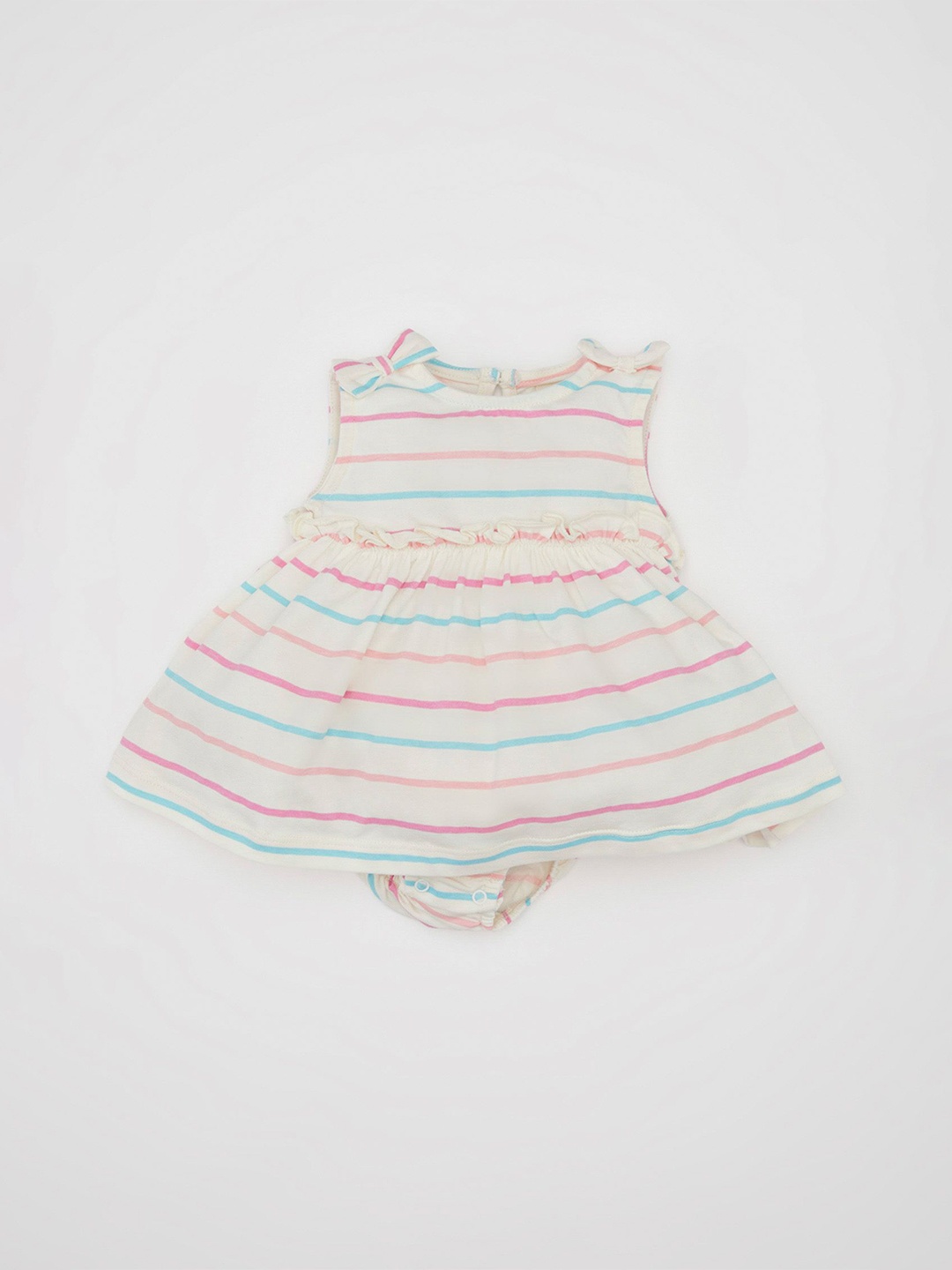 

DeFacto Infant Girls Striped Cotton Bodysuit, White