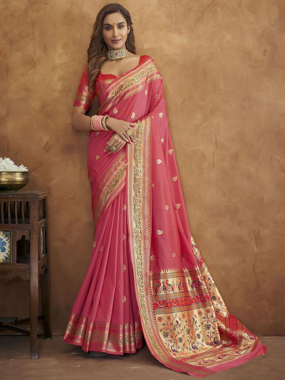 

MOKSHA DESIGNS Woven Design Zari Pure Silk Paithani Saree, Multi