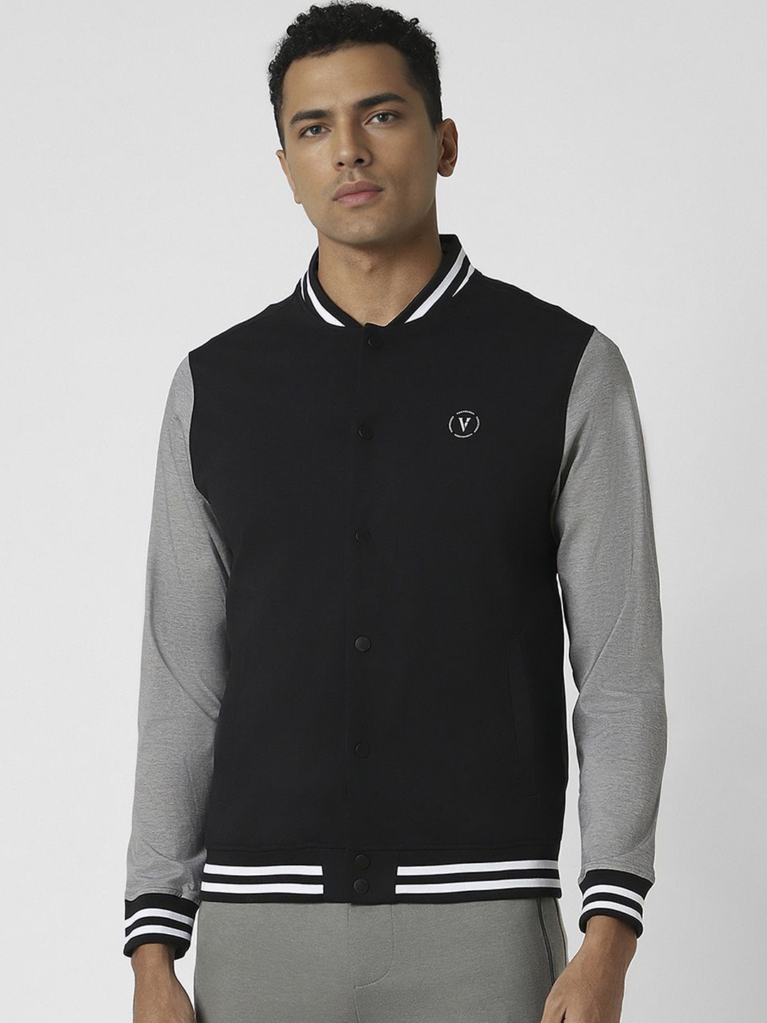 

Van Heusen Flex Men Solid Mock Collar Open Front Jacket, Black