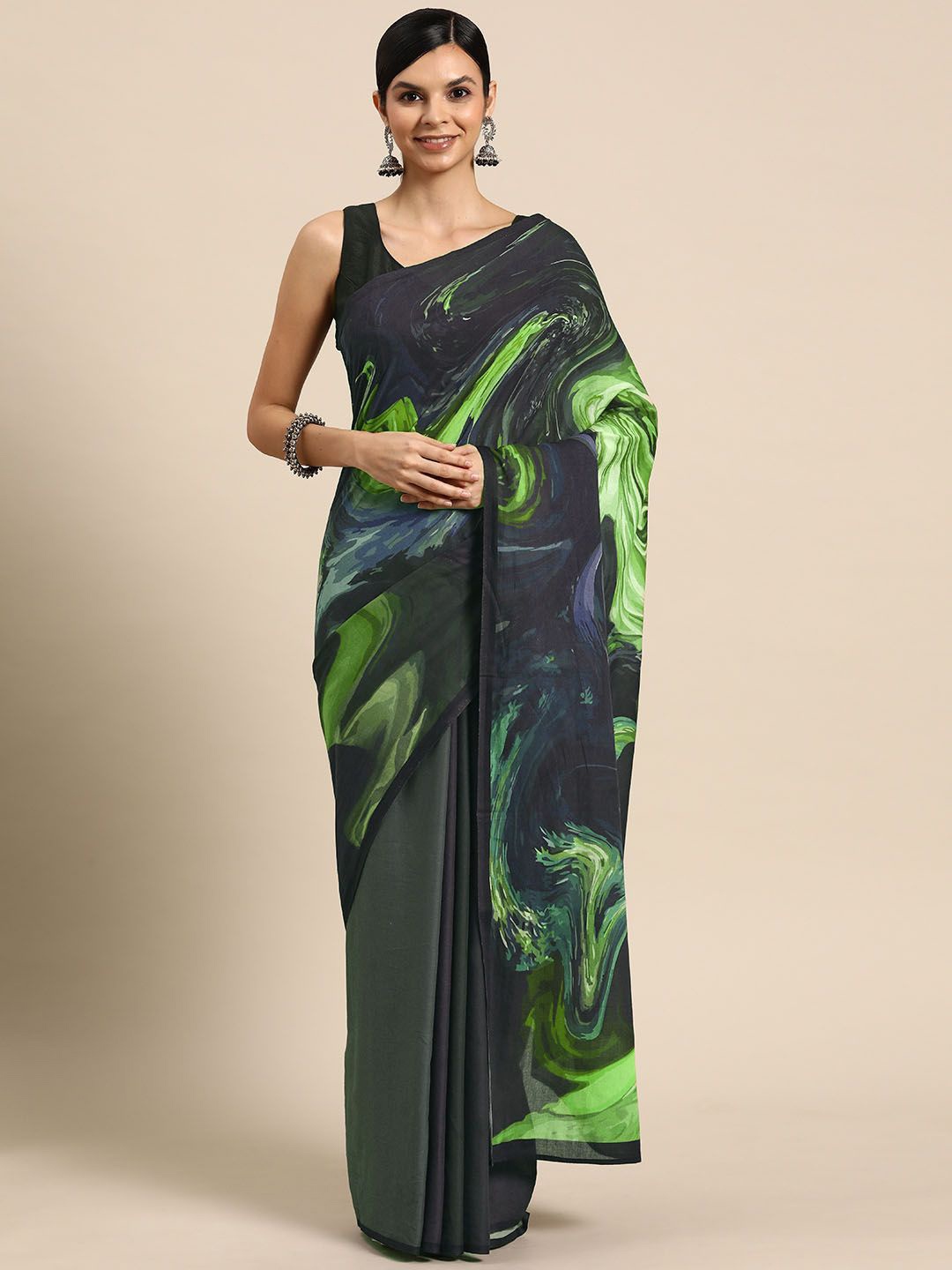 

BUTA BUTI Pure Cotton Saree, Green