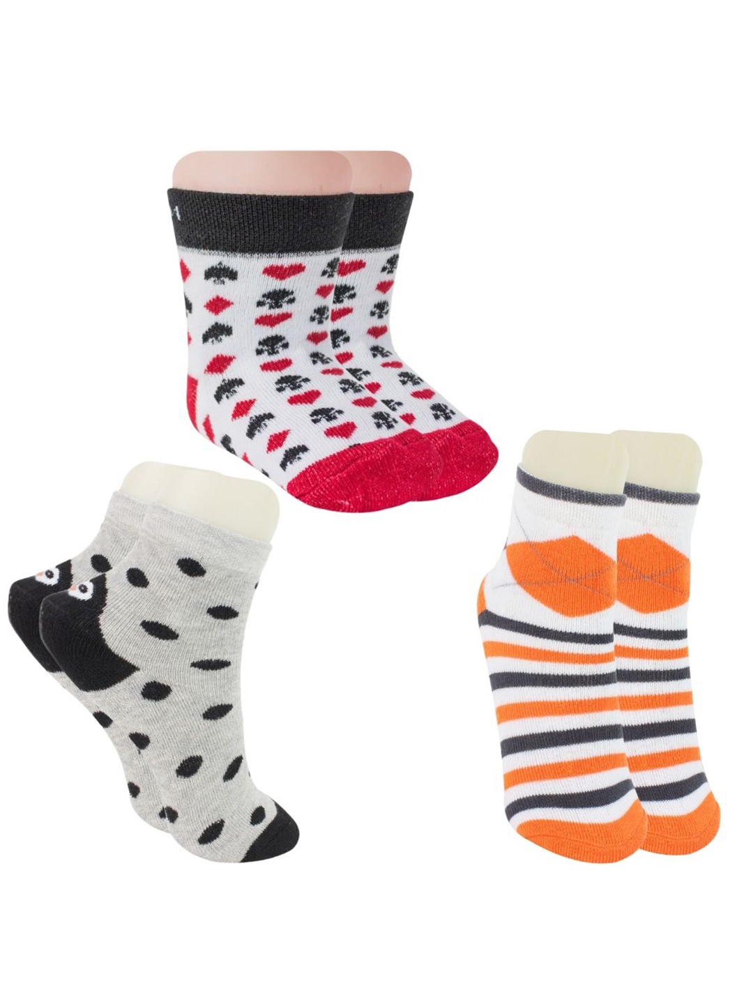 

BAESD Kids Pack Of 3 Patterned Cotton Ankle Length Socks, White