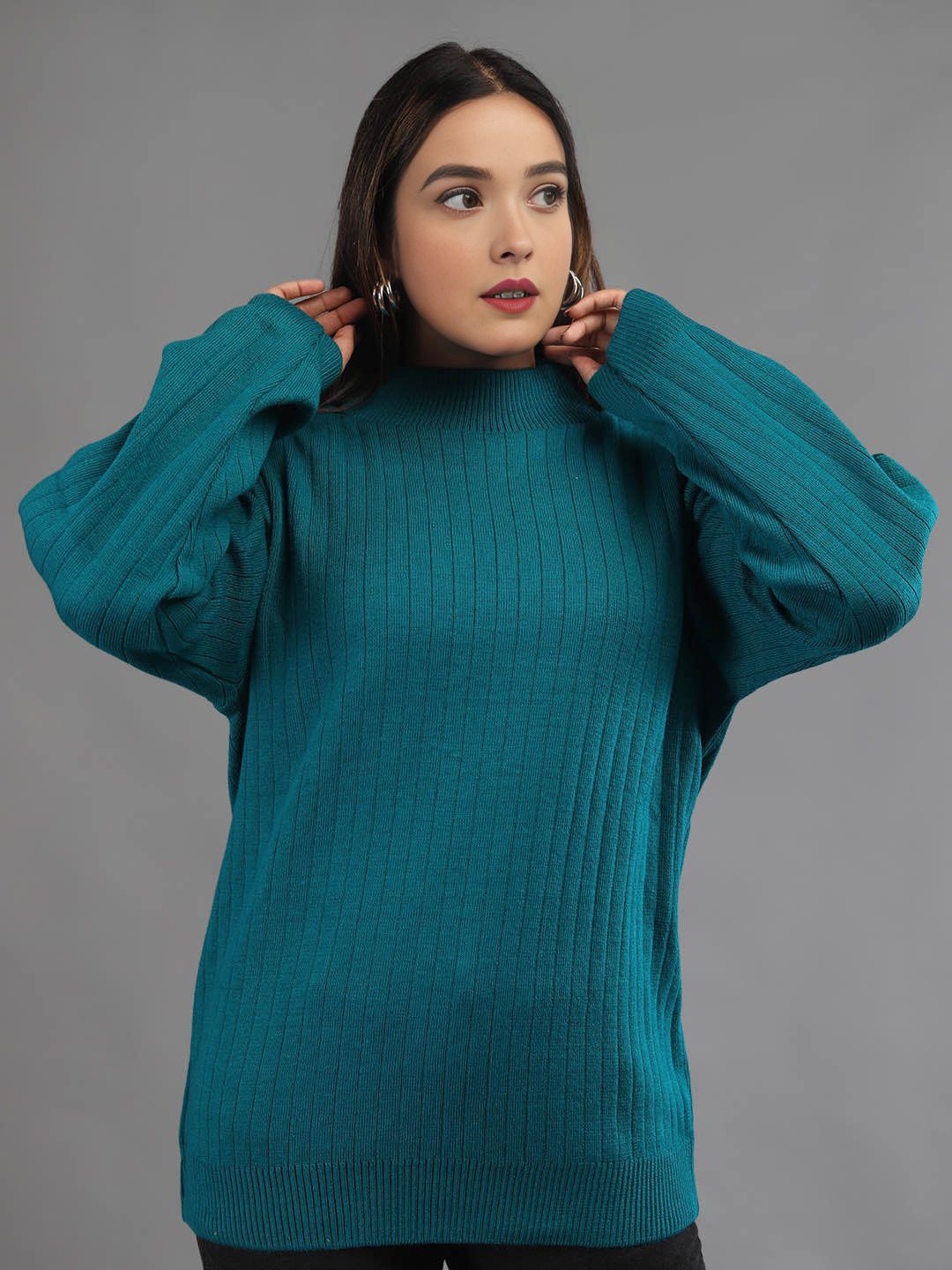 

TYSORT Women Woollen Pullover Sweater, Green