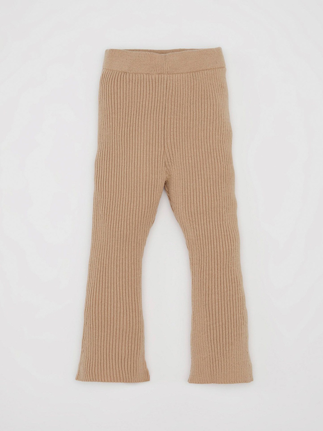 

DeFacto Girls Striped Mid-Rise Bootcut Trousers, Brown