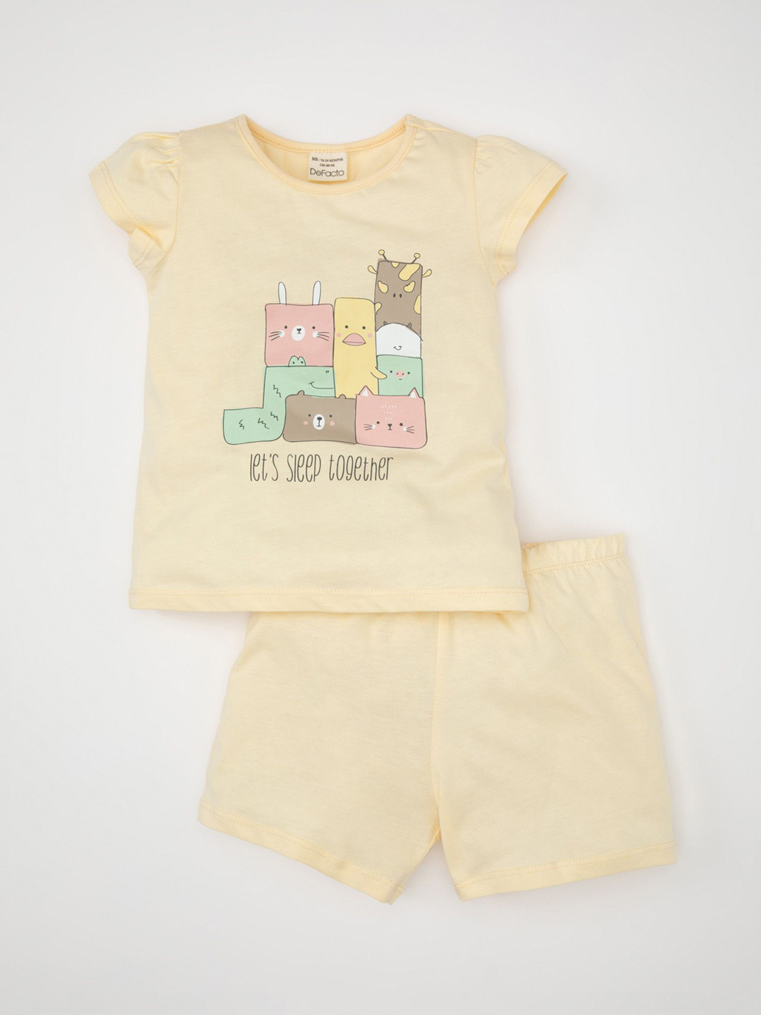 

DeFacto Girls Pure Cotton Printed Night Suit, Yellow