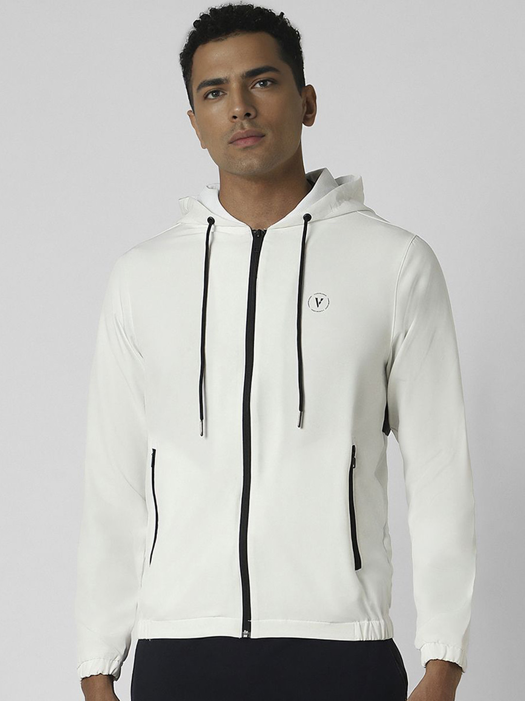 

Van Heusen Flex Men Solid Hooded Open Front Jacket, White