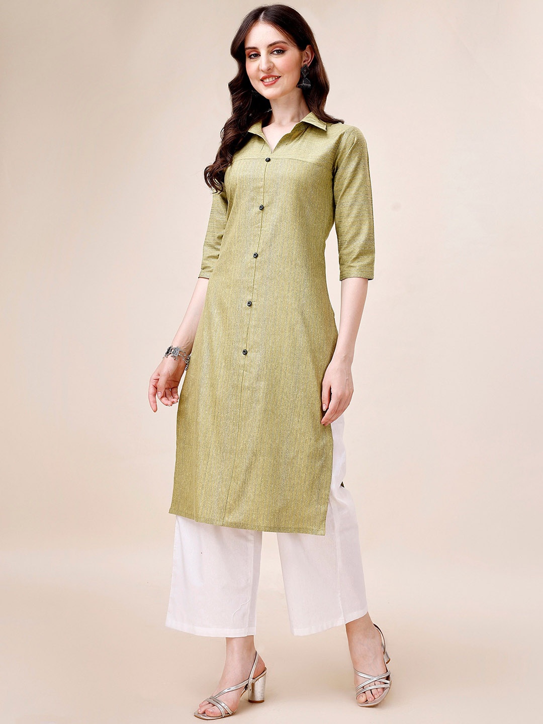 

KALINI Women Regular Kurta with Palazzos, Olive
