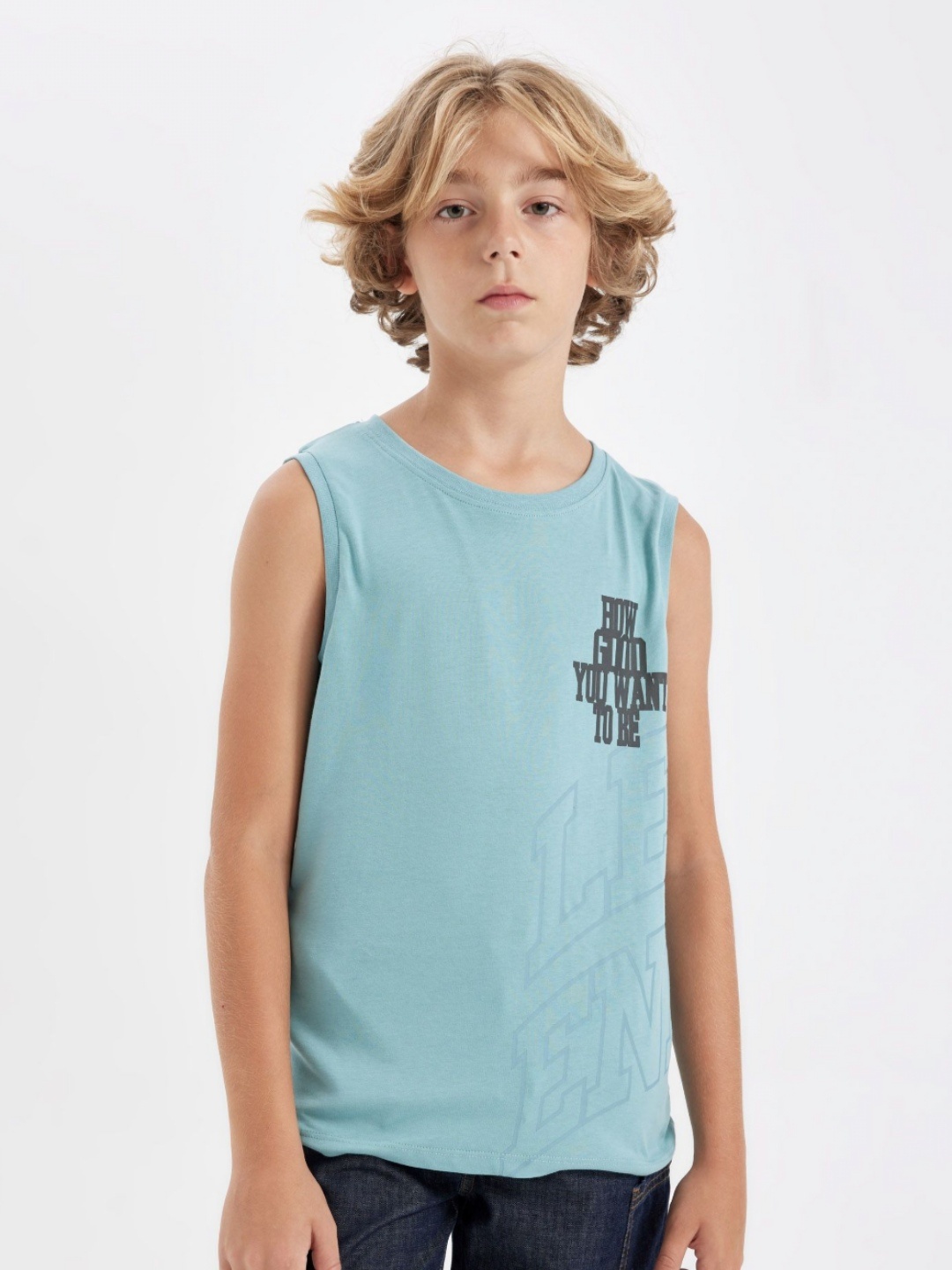 

DeFacto Boys Typography Printed Round Neck Cotton T-shirt, Sea green