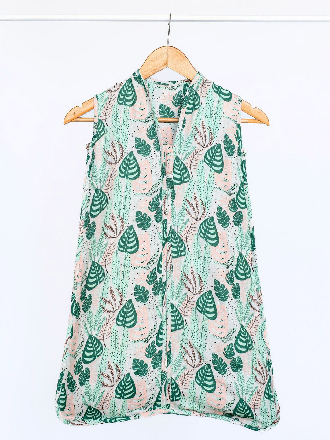 

cocoon care Infants Printed Bamboo Muslin Sleeping Bag, Sea green