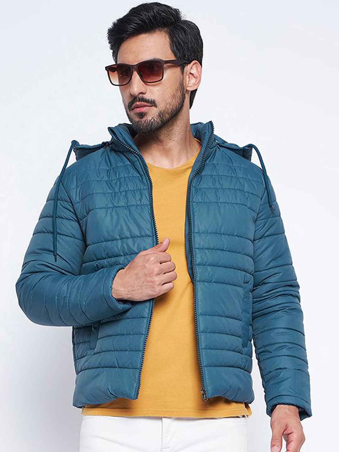

VERO AMORE Men Solid Hooded Quilted Jacket, Teal