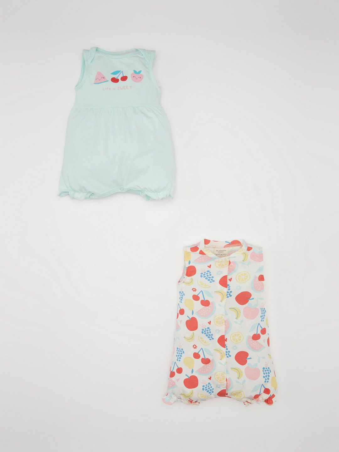 

DeFacto Pack Of 2 Girls Cotton Rompers, Sea green