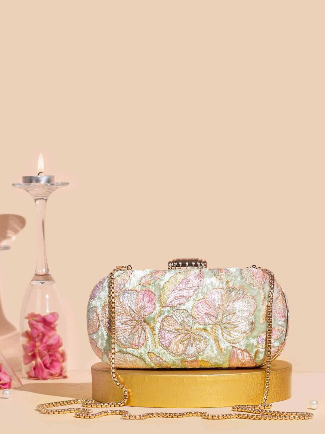 

AMYRA Floral Embellished Shopper Sling Bag, Green