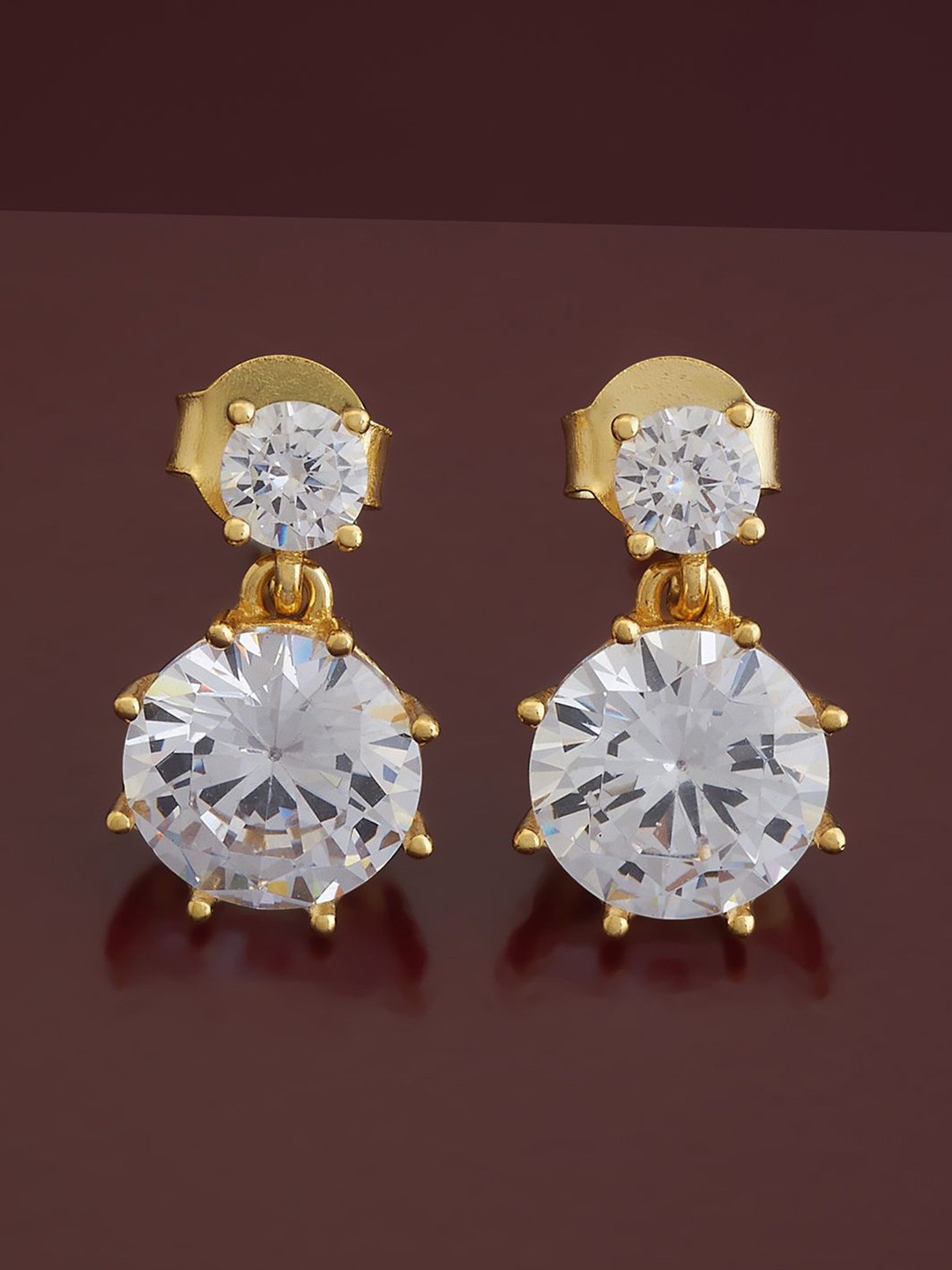

Kushal's Fashion Jewellery Gold-Plated 92.5 Pure Silver CZ Classic Drop Earrings, White