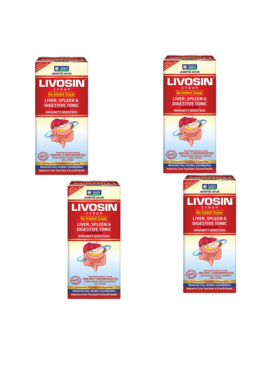 

ALLEN Set Of 4 Livosin Syrup - 450 ml Each, Brown