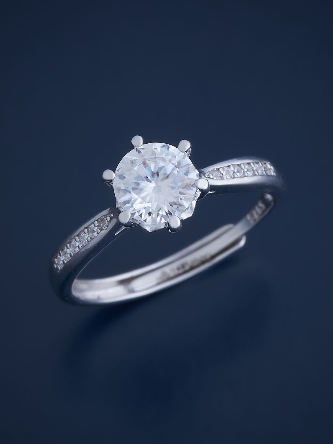 

Kushal's Fashion Jewellery Sterling Silver Cubic Zirconia Rhodium-Plated Finger Ring