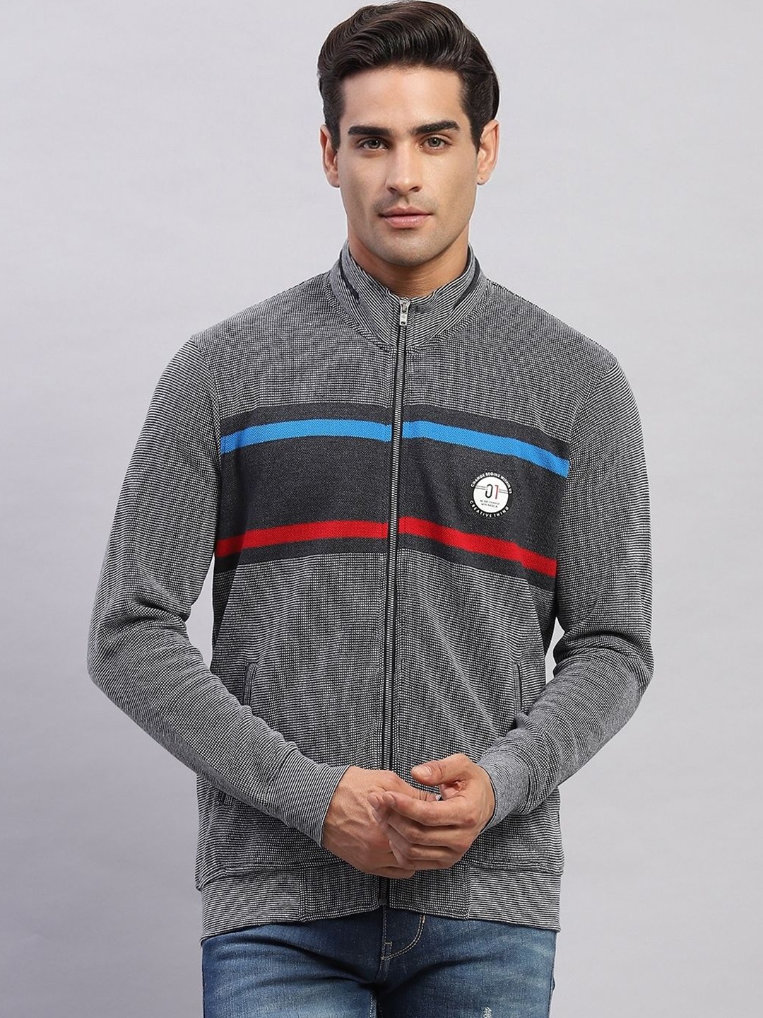 

Monte Carlo Men Solid Mock Collar Sweatshirt, Black