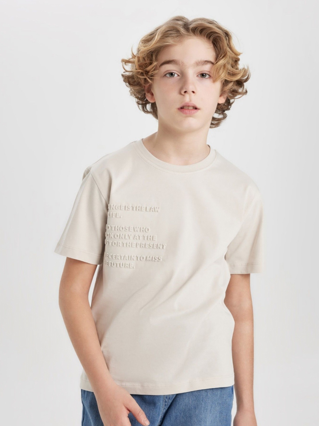 

DeFacto Boys Typography Printed Round Neck Cotton T-shirt, Na