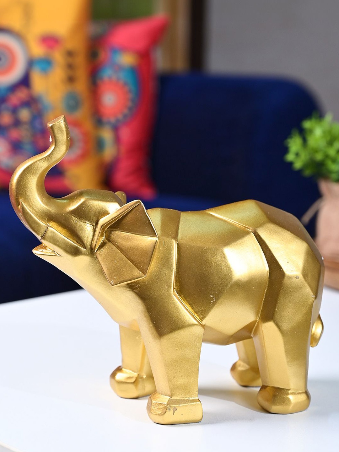 

MARKET99 Gold-Toned Ceramic Figurine Elephant Showpiece