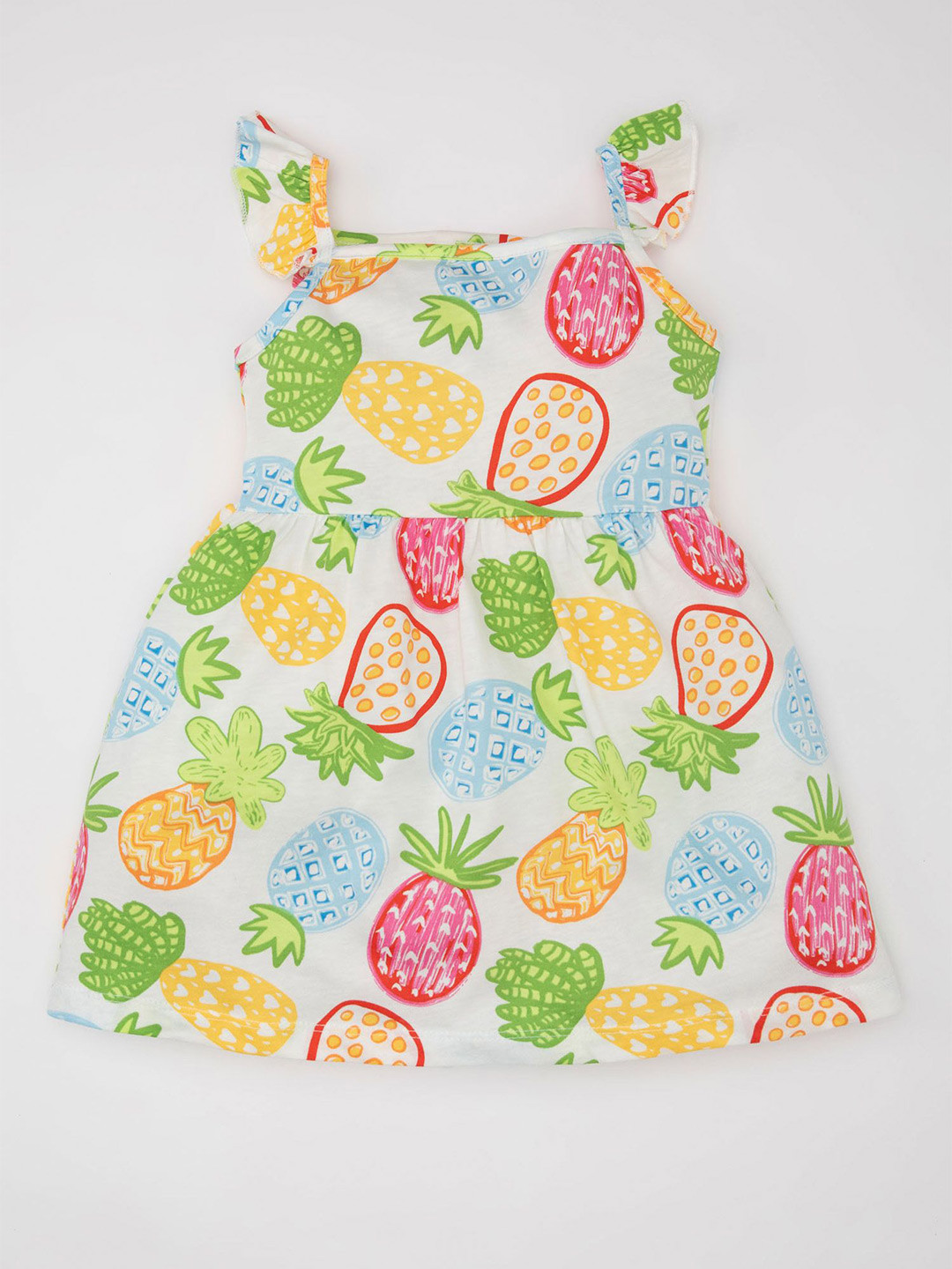 

DeFacto Girls Cotton Printed A-Line Dress, White