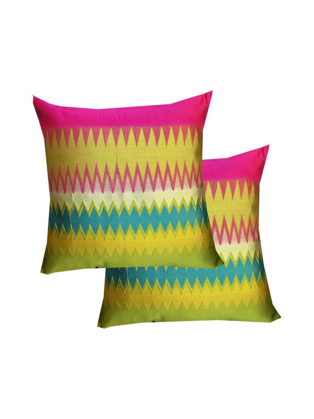 

Pink Parrot Pink & Green 2 Pieces Geometric Printed Square Cushion Covers