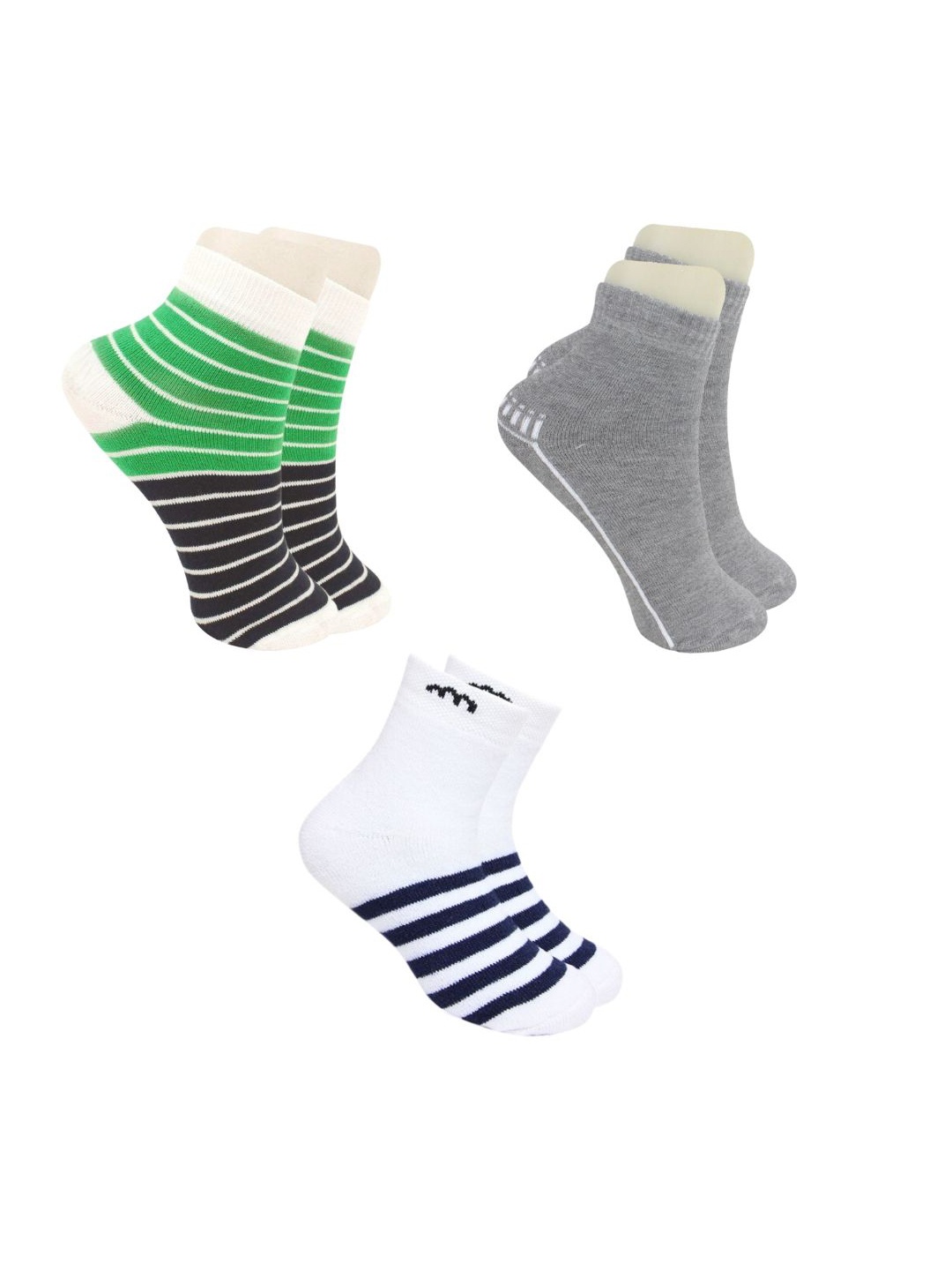 

BAESD Infants Pack Of 3 Patterned Ankle Length Socks, Grey