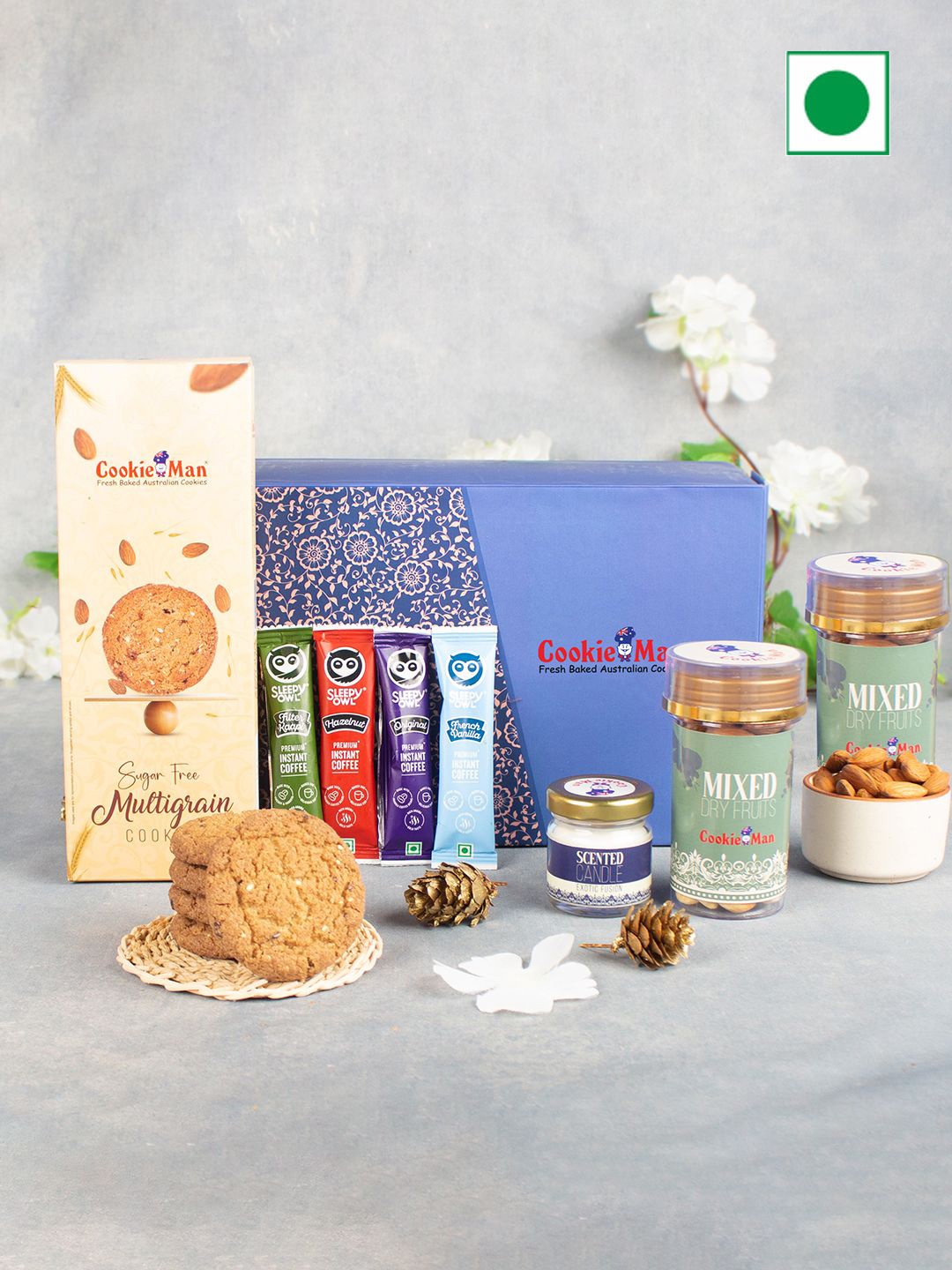 

Cookieman Set Of 4 Healthy Surpise Hamper Gift Set, Blue