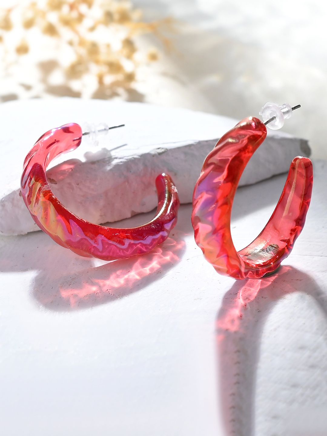 

Voylla Quirky Half Hoop Earrings, Red