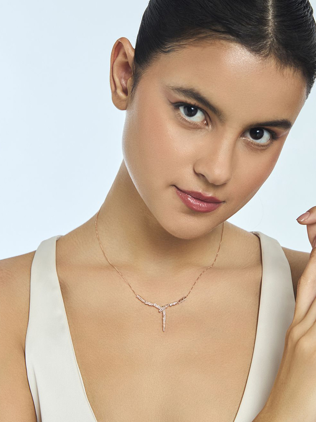 

Kushal's Fashion Jewellery Sterling Silver Rose Gold-Plated Cubic Zirconia Chain