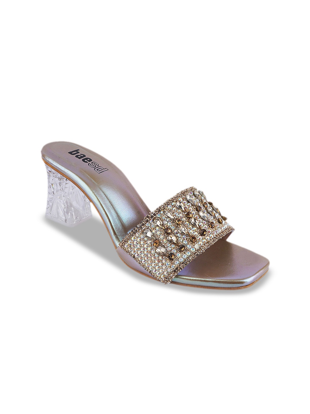 

BAESD Embellished Block Heel Sandals, Gold