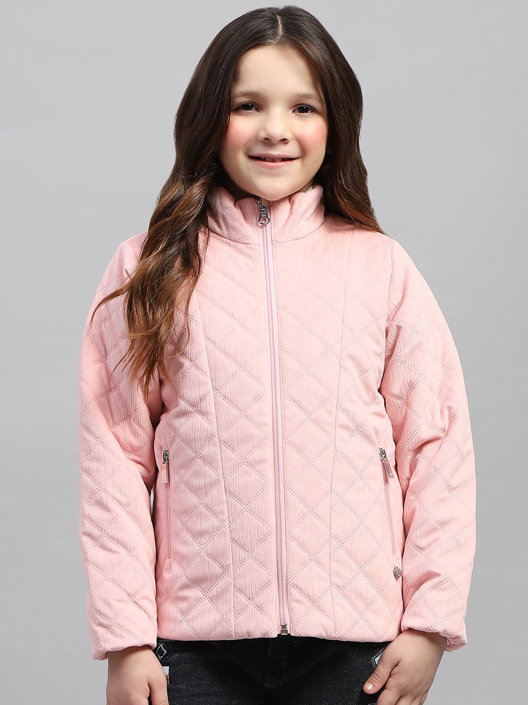 

Monte Carlo Girls Solid Mock Collar Puffer Jacket, Pink