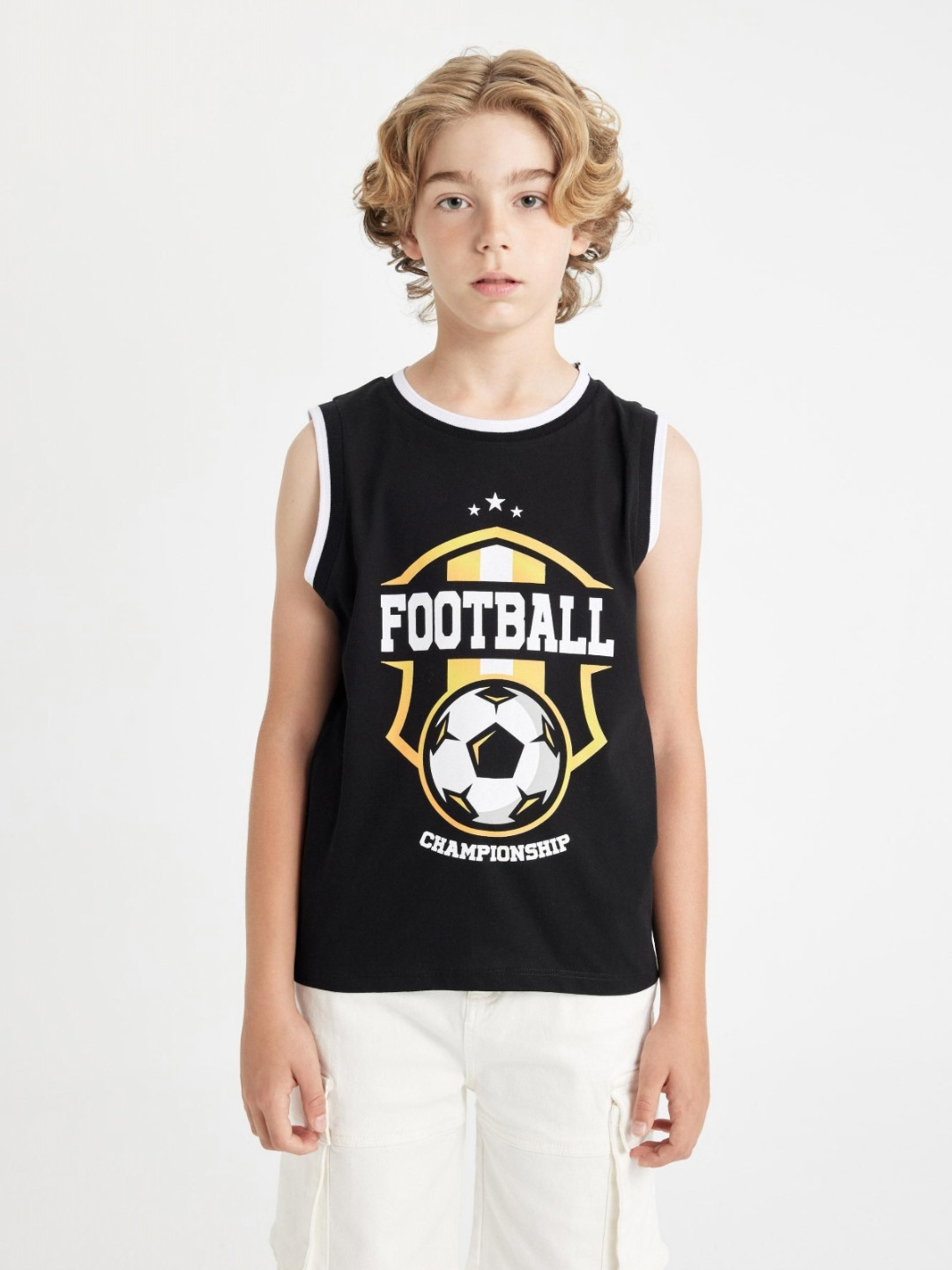 

DeFacto Boys Printed Raw Edge T-shirt, Na