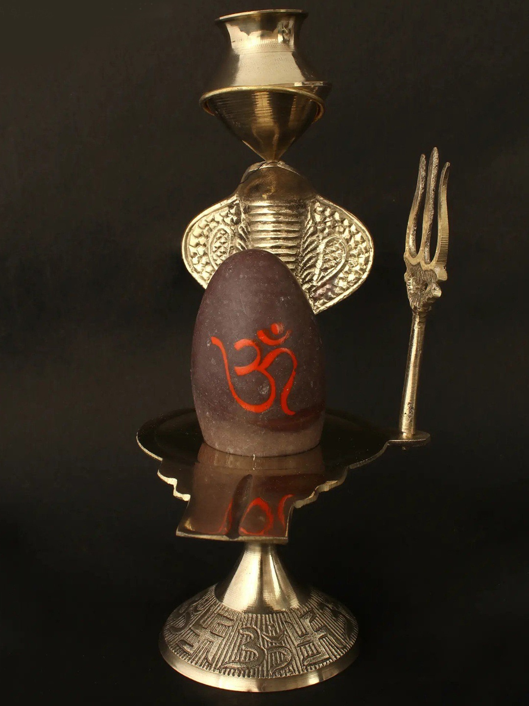 

Exotic India Brown Brass Religious Narmadeshwar Shivalinga Showpieces, Gold