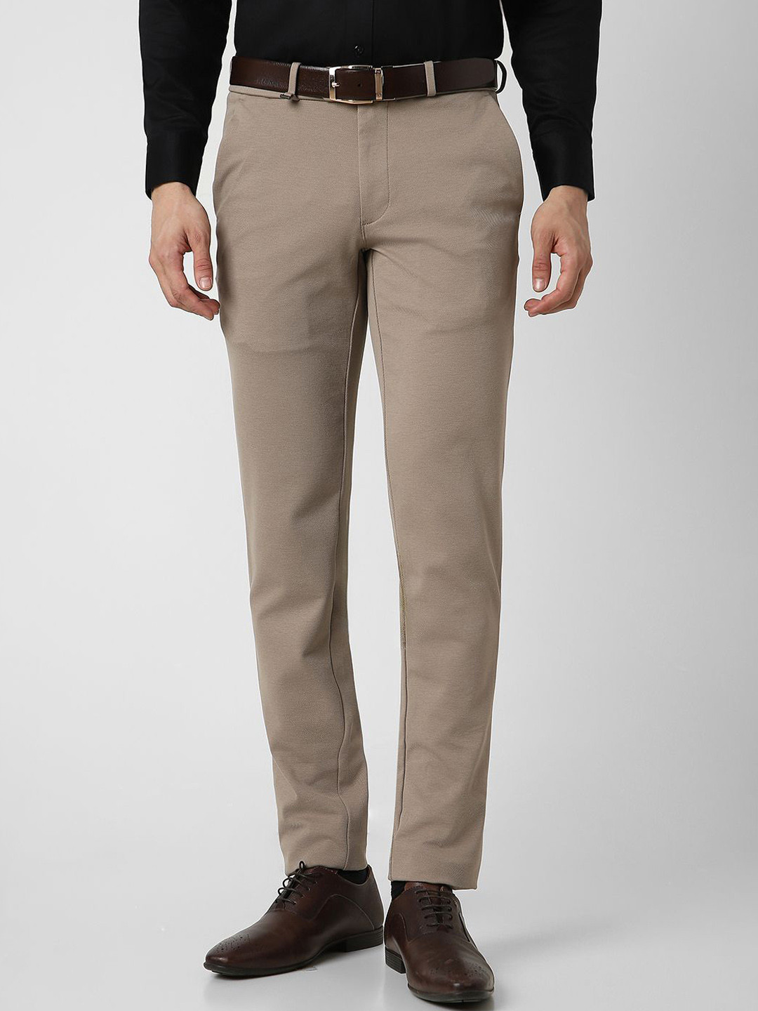 

Van Heusen Men Slim Fit Solid Trousers, Beige