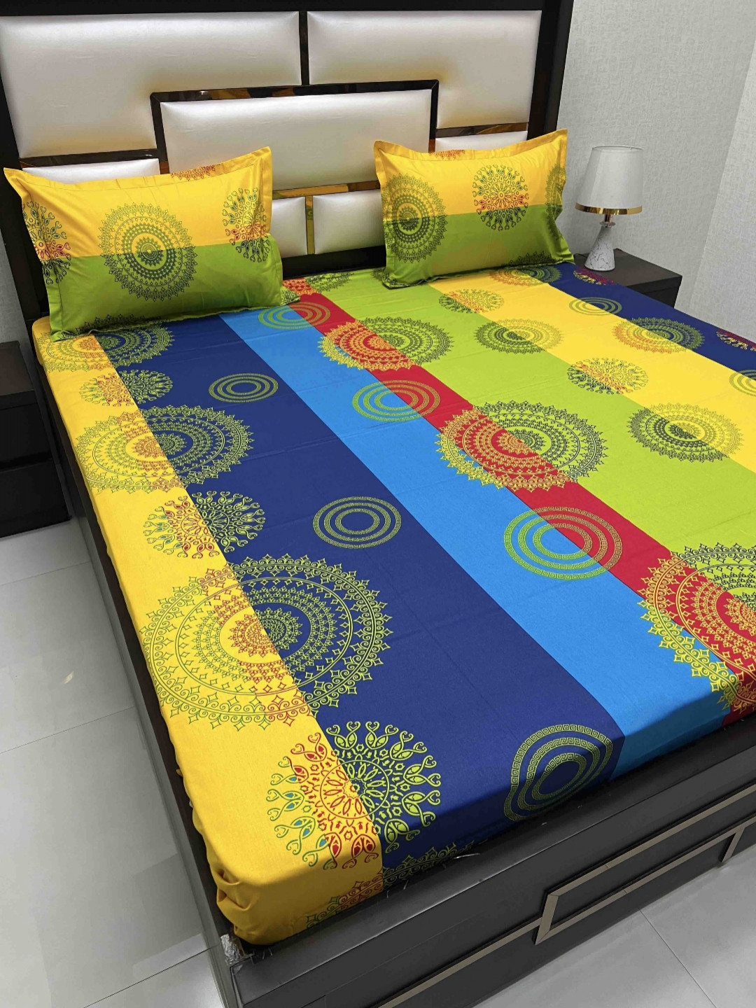 

Pure Decor Passion Fur Blue Ethnic Motifs Cotton 230 TC Queen Bedsheet & 2 Pillow Covers