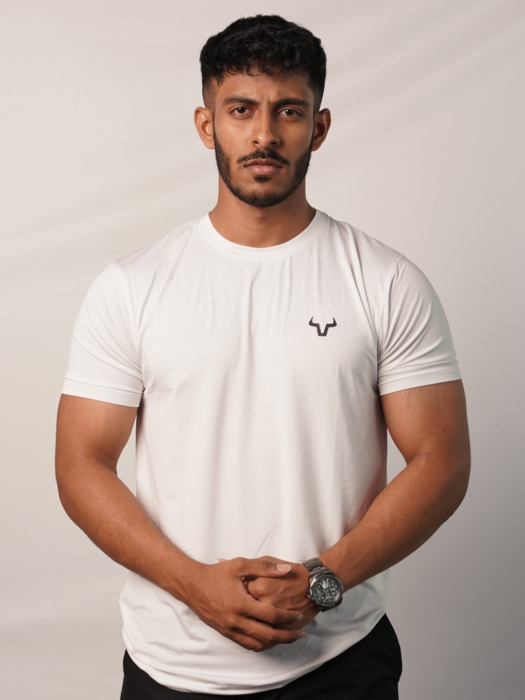 

GYMYAK Men Dri-FIT Typography Printed Round Neck T-shirt, White