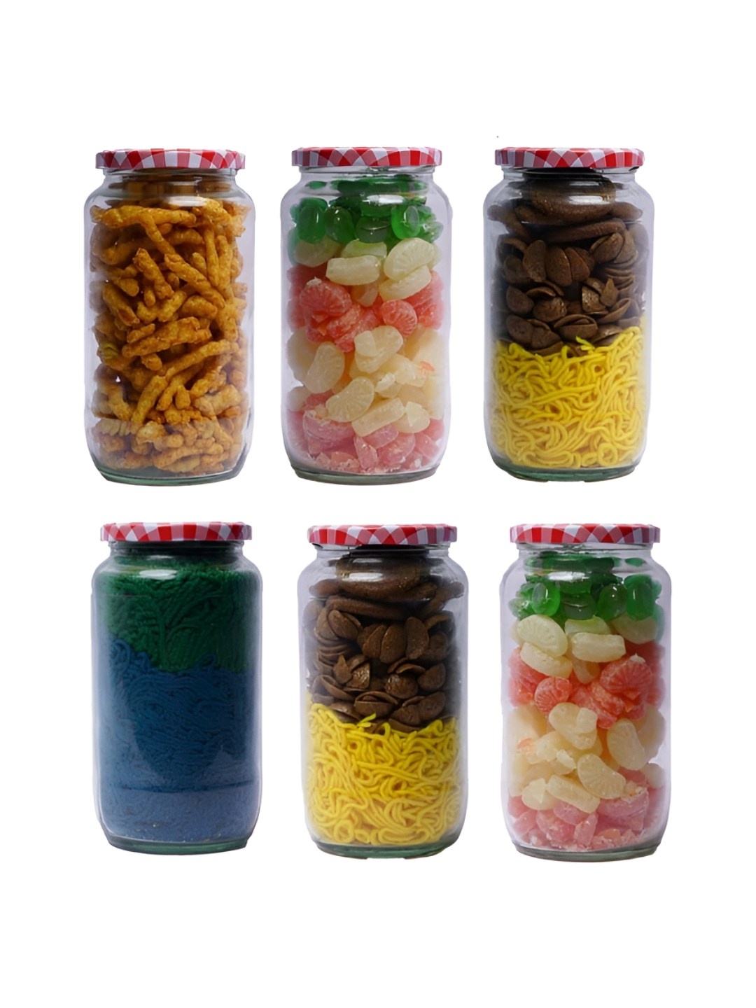 

CROCO JAR Piramal Transparent & Red 6 Pieces Glass Containers - 1000 ml