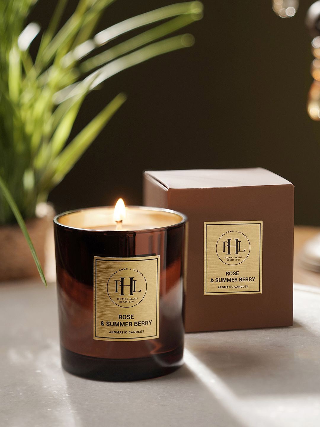 

Pure Home and Living Brown Rose & Summer Scented Glass Jar Candle
